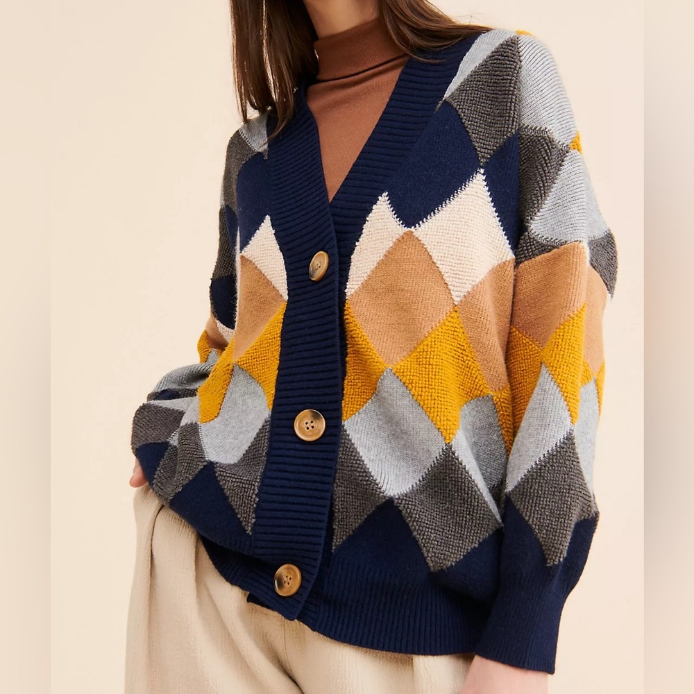 Few Moda Geo Colorblock Cardigan - Picture 2 of 7